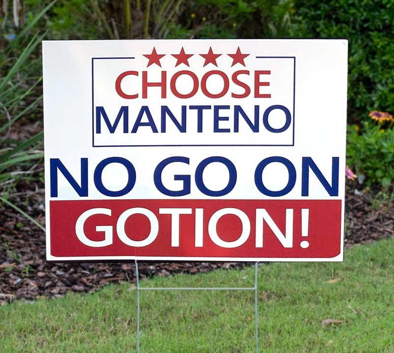 no gotion yard sign